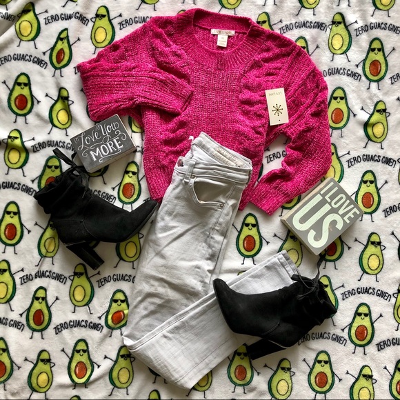 Pink Plush Cropped Sweater by Luv Lane. Super Cozy and Stylish! - Picture 12 of 16